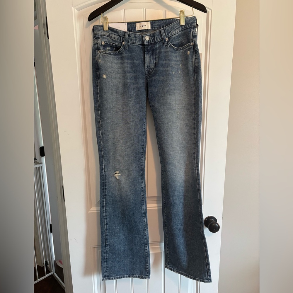NWT 7 For All Mankind Maribel Distressed Blue Boot Cut Jeans- Size 27